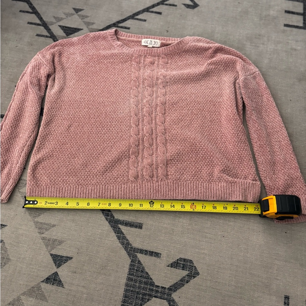 Pink Rose Textured Knit Sweater in Soft Pink